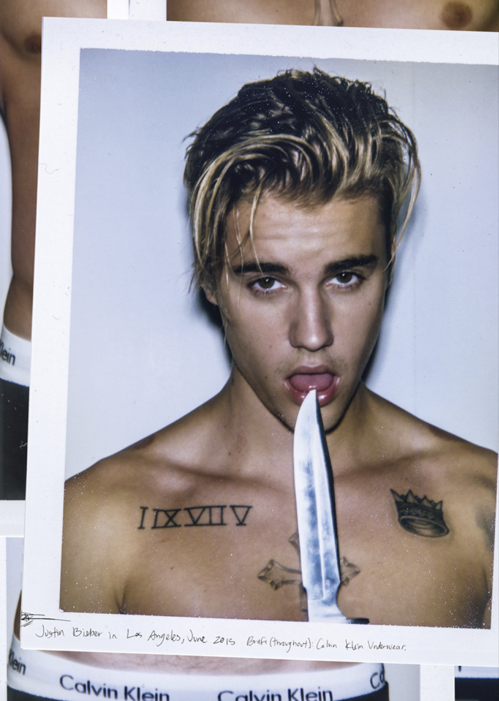 Justin Bieber with knife